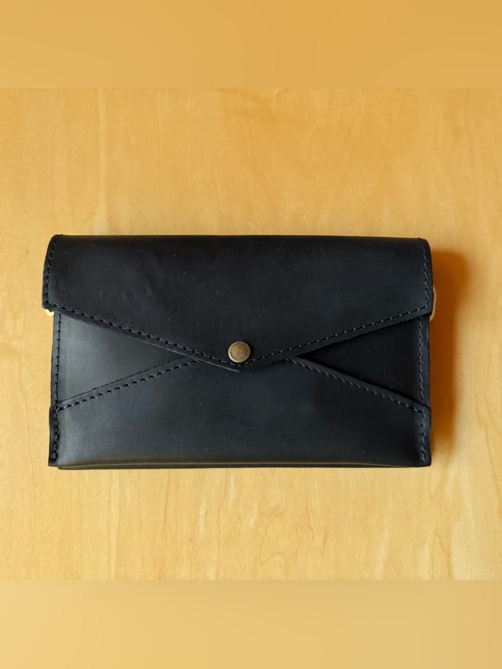 Classic Black Envelope Wallet with Snap Closure